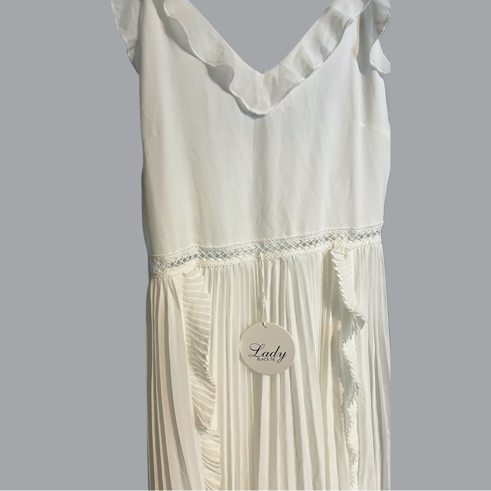 White Midi Dress- Lady Black Tie - Picture 2 of 5